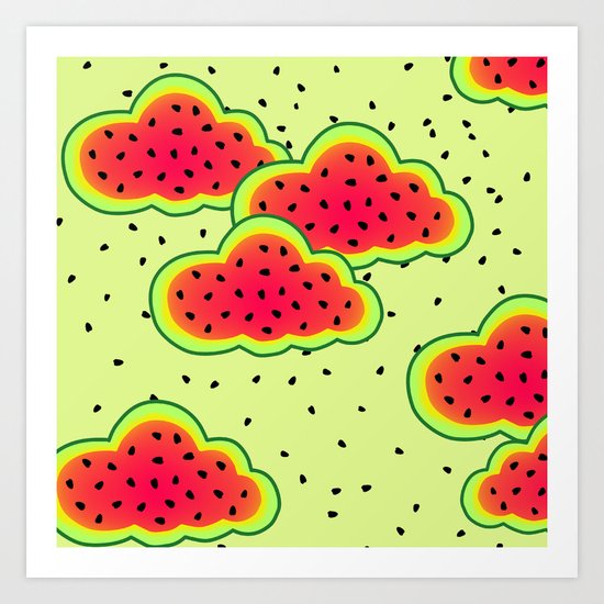 Watermelon Clouds Design Art Print