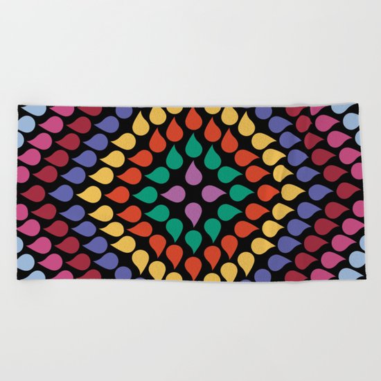 Seamless Colorful Raindrops Beach Towel