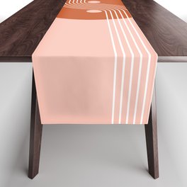 Geometric Lines and Shapes 13 in Rust Rose Gold Table Runner