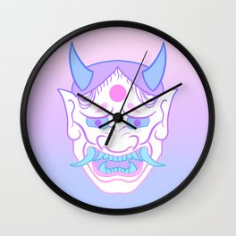 Hannya Mask (pastel) Wall Clock | Cute, Kamen, Hannya, Traditional, Digital, Pastel, Graphicdesign, Kawaii, Vaporwave, Oni 