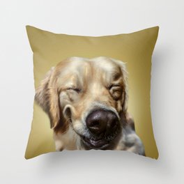 Smiling Golden Retriever Dog Throw Pillow