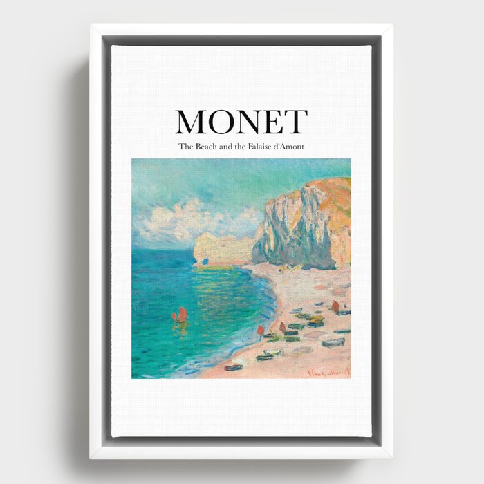 Monet - The Beach and the Falaise d'Amont Framed Canvas