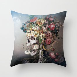 Flower skull Throw Pillow
