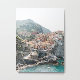 Pastel Houses in Cinque Terre, Manarola Town | Italy Fine Art Travel Print | Amalfi Coast, Italy Metal Print
