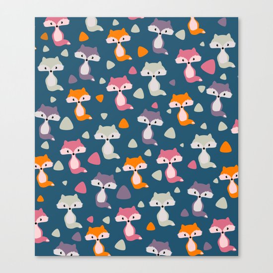 Foxes in many colors Canvas Print