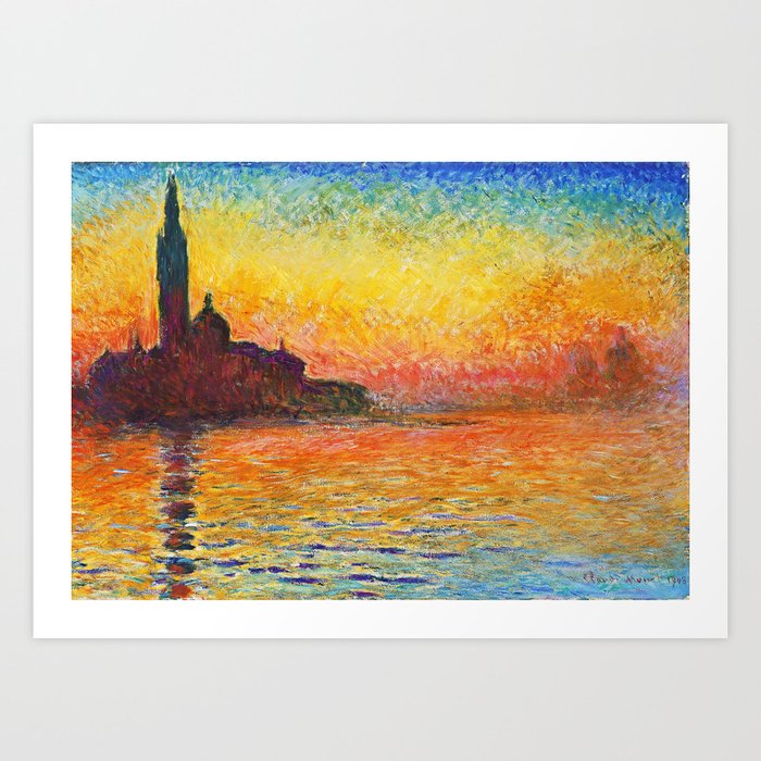 Claude Monet Sunset In Venice Art Print