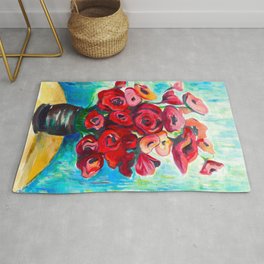 Poppies and Roses Rug