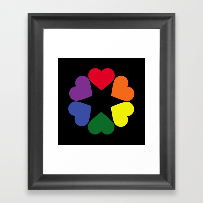 LGBT pride hearts Framed Art Print