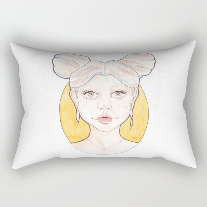 Clio, a Girl with Pink and Blue Streaked Blonde Hair Rectangular Pillow