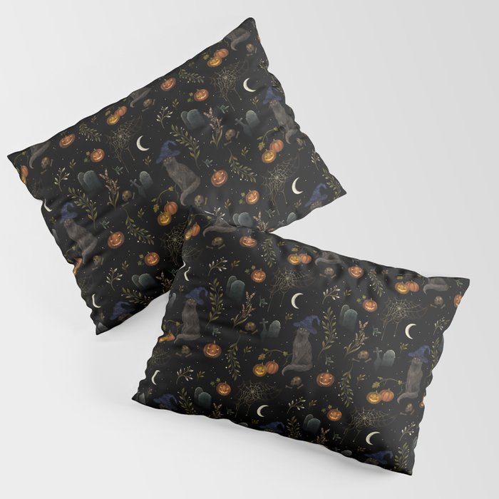 The Black Cat on Halloween Night Pillow Sham