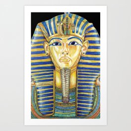 King Tut Colored Pencil Travel Art, Ancient Egypt  Art Print