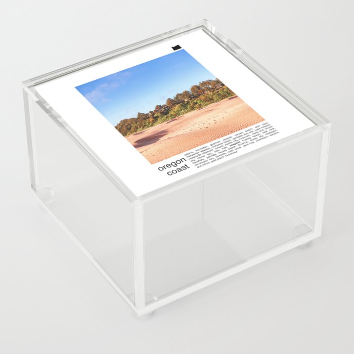 Beach at Sunset | Oregon Coast | Travel Photography Minimalism Acrylic Box