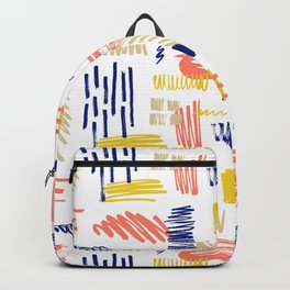 scribble and paint splotches or smudges. Backpack