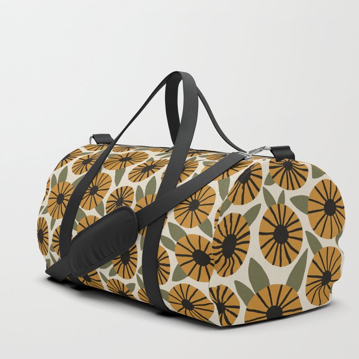 Floral Pattern / Turmeric Yellow & Green Duffle Bag