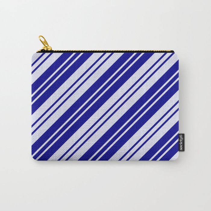Dark Blue and Lavender Colored Lines Pattern Carry-All Pouch