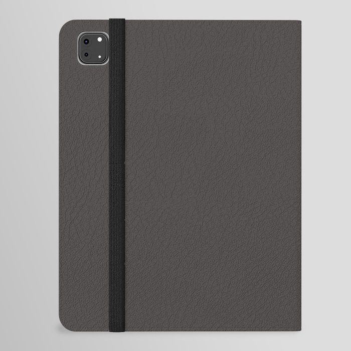 Dark Gray Brown Solid Color Pantone Raven 19-0000 TCX Shades of Black Hues iPad Folio Case