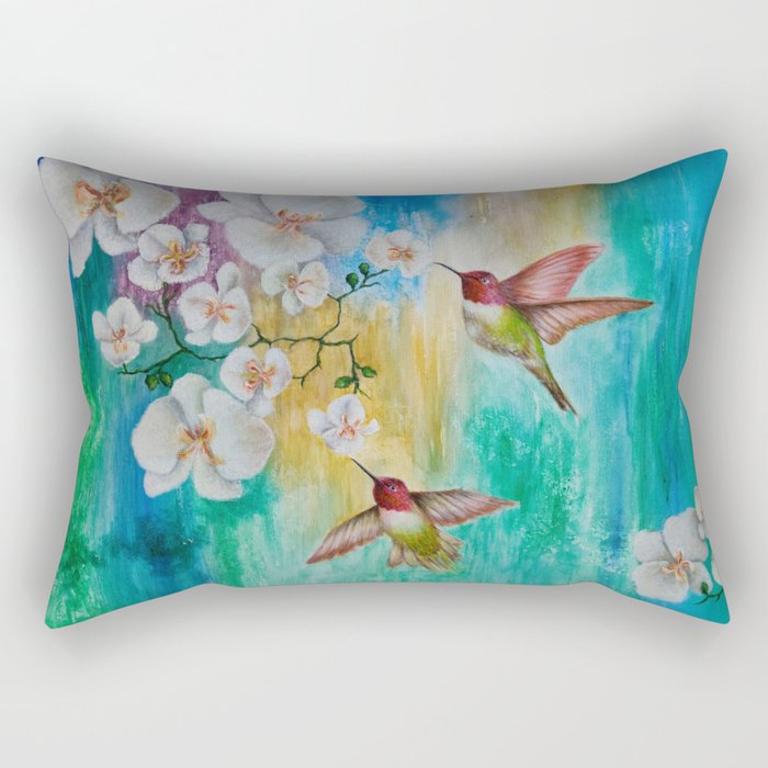 orchids and hummingbirds Rectangular Pillow