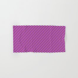 [ Thumbnail: Purple, Brown, and Violet Colored Lines/Stripes Pattern Hand & Bath Towel ]