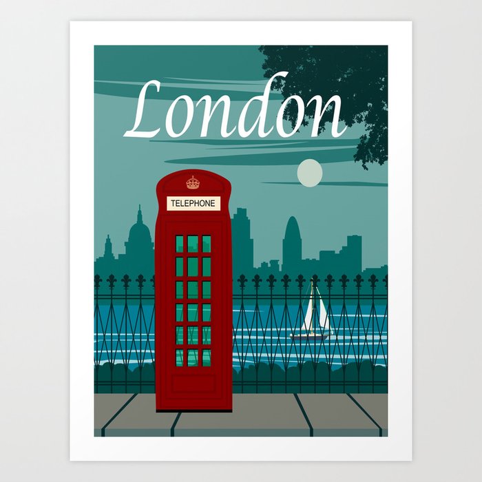 Wall Art Print, London - Vintage Travel Poster