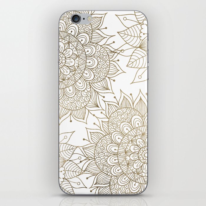 Elegant faux gold white spiritual floral mandala iPhone Skin
