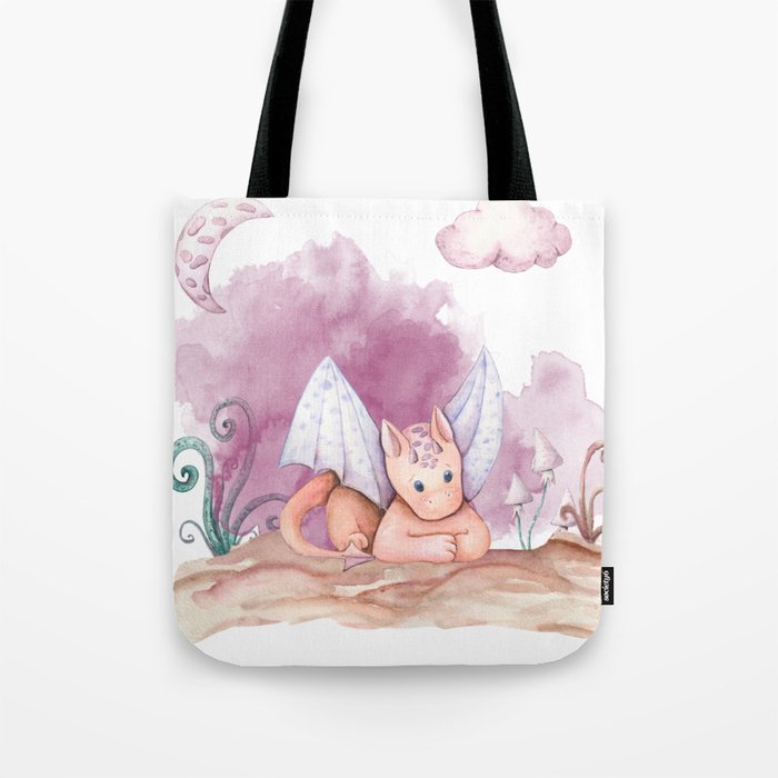 Water painting of a resting dragon Tote Bag