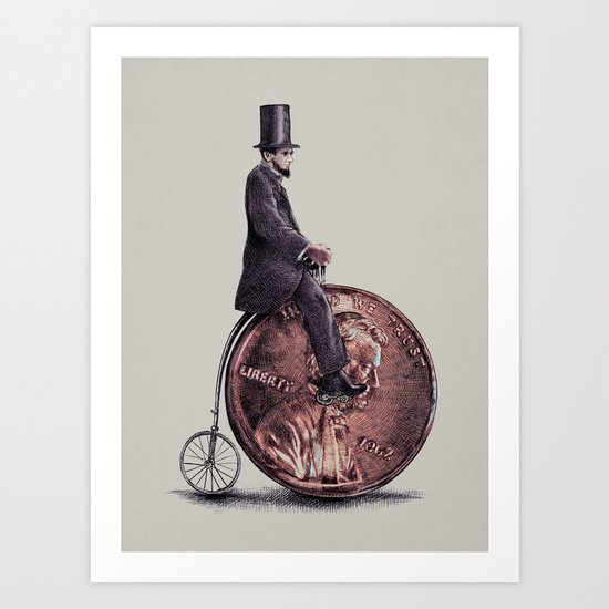 Penny Farthing (grey option) Art Print