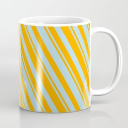 [ Thumbnail: Orange & Light Blue Colored Lines Pattern Coffee Mug ]