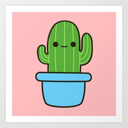 Cute cactus in blue pot Art Print | Nature, Digital, Illustration, Vector 