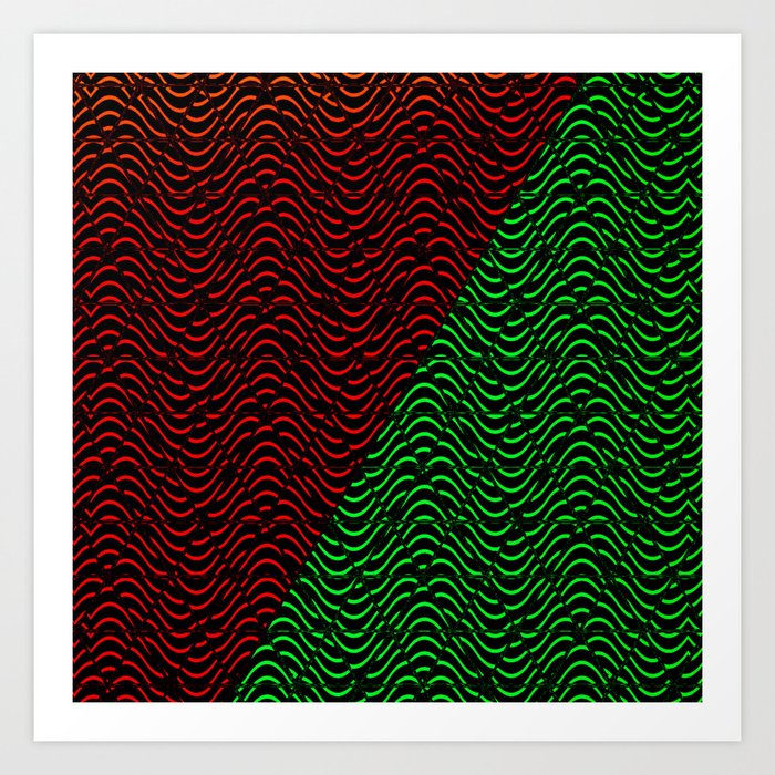 Trippy Triangle Color-Split (Red/Green) Art Print