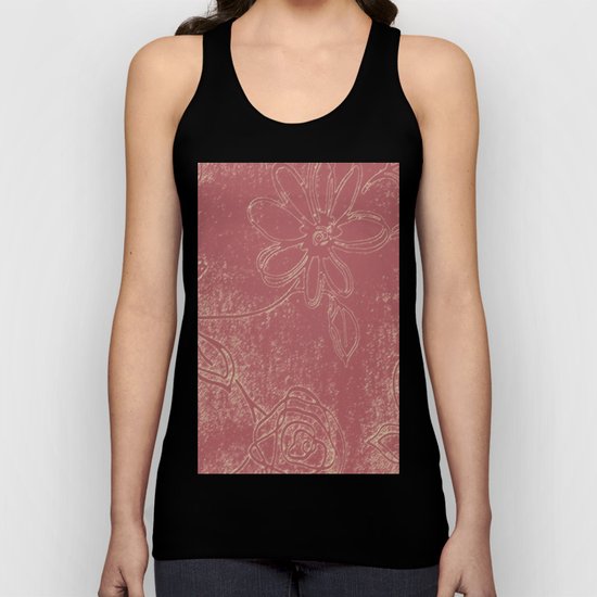 Light pink abstract design vintage velvet look with flowers Unisex Tank Top