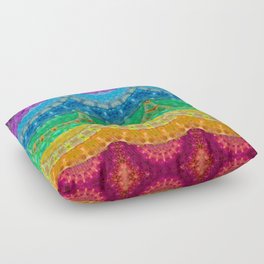 Colorful Chakra Mandala 4 by Sharon Cummings Floor Pillow