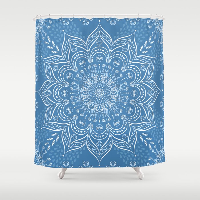 Elegant Blue Boho Mandala Shower Curtain