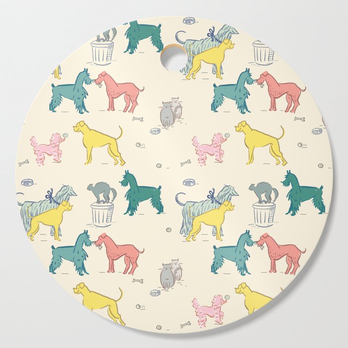 Retro Dogs and Cats Cutting Board