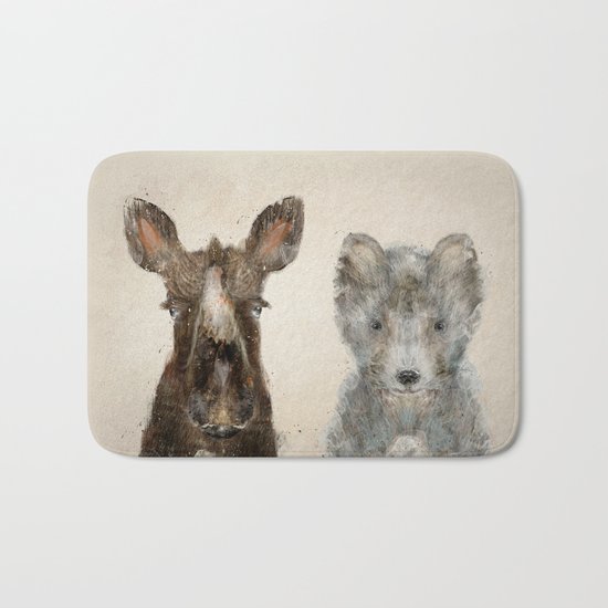 the little wolf and little moose Bath Mat