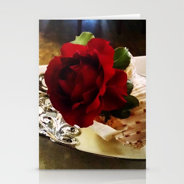 Red Rose in a Shell Stationery Cards