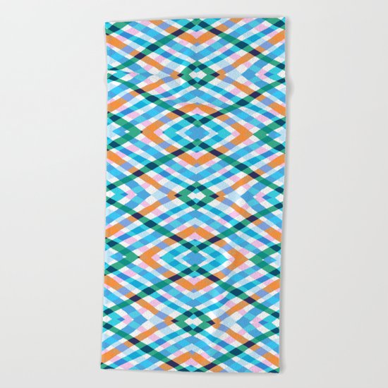 The rustic link based on tenun ikat Beach Towel