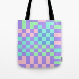 Mauve Mojito Color Block Check Pattern Tote Bag