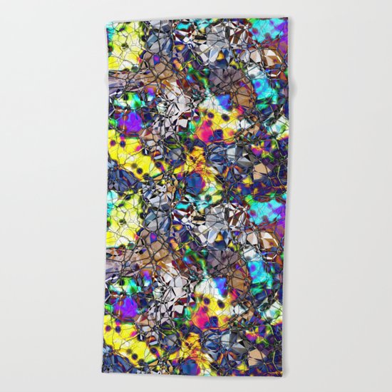 Colorful Web of Geometry Beach Towel