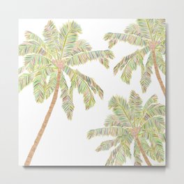 Coconut Trees White Metal Print