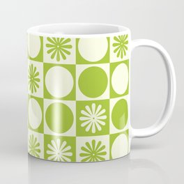 Monochromatic Green Checkered Pattern Coffee Mug
