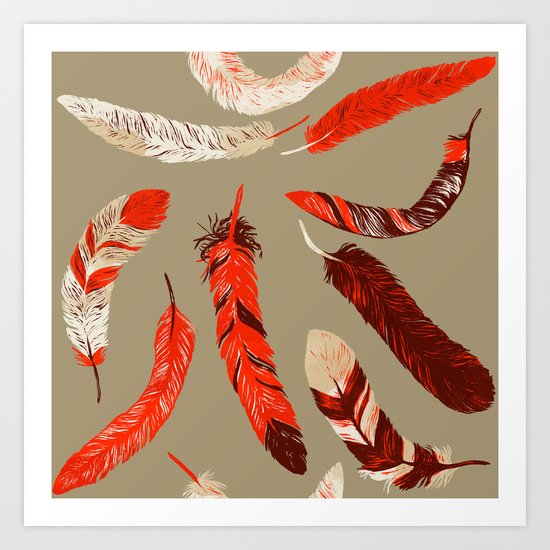 Flying Feathers Art Print