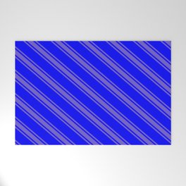 [ Thumbnail: Blue and Slate Blue Colored Striped/Lined Pattern Welcome Mat ]
