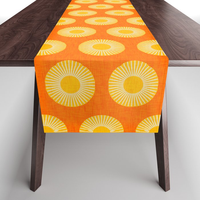 Earth Mod Abstract Sun Orange Table Runner