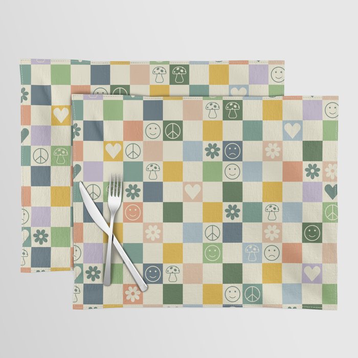 Happy Checkered pattern colorful Placemat