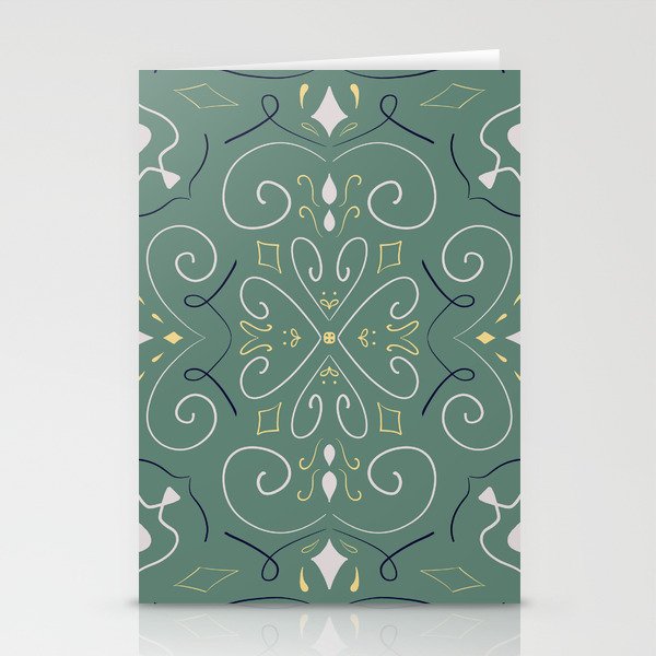 Green mandala vibe Stationery Cards