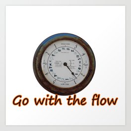 Go with the flow - old clock , tidal instrument,  Art Print