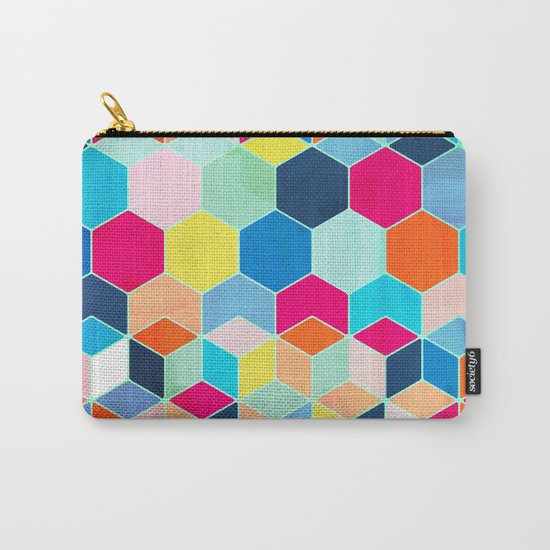 Super Bright Color Fun Hexagon Pattern Carry-All Pouch