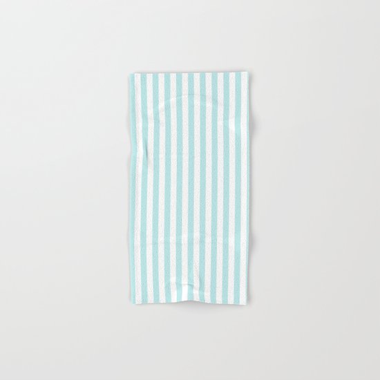 Striped- Turquoise vertikal stripes on white- Maritime Summer Beach Hand & Bath Towel