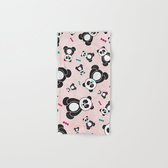 Panda Freefall in Pink Hand & Bath Towel