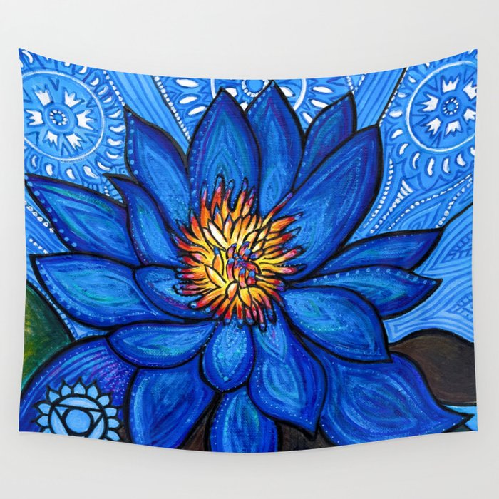 Voice: Throat Chakra Blue Lotus Meditation Wall Tapestry